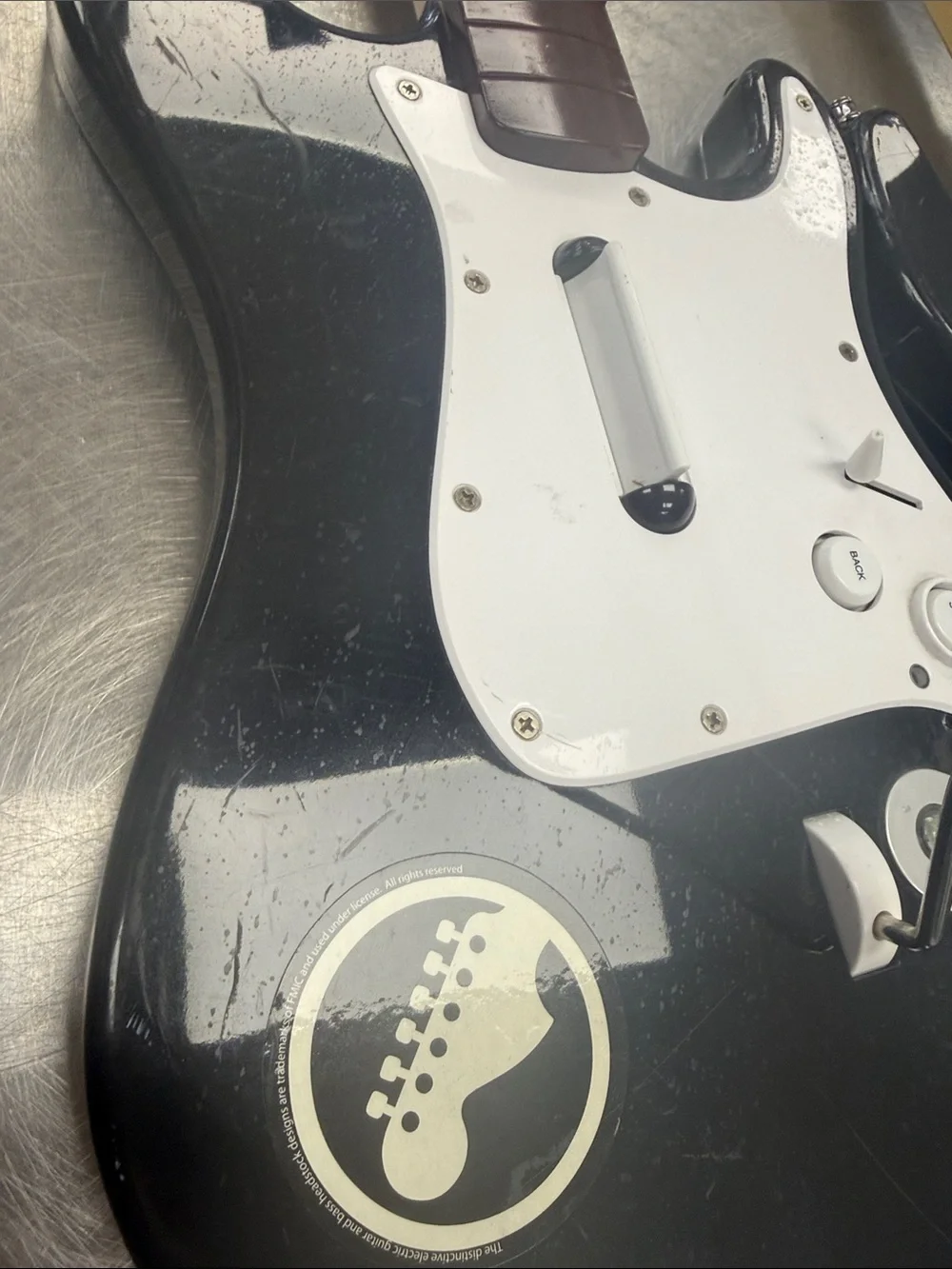 Black Electric Guitar Controller with White Pickguard